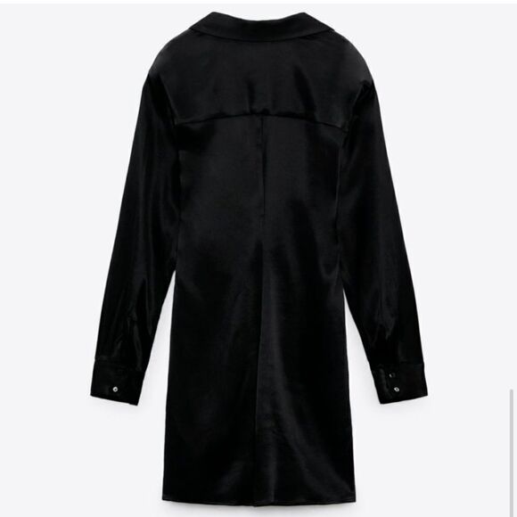 Zara  Black Satin Effect Wrap Mini Dress - Picture 4 of 4